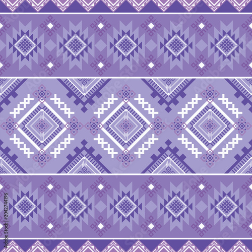 Geometric Tribal Seamless Pattern in Purple Tones
