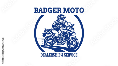 Canvastavla Badger character riding motorcycle logo, dealership and service graphic element
