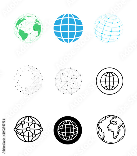 Slika na platnu set of globes on a white background.