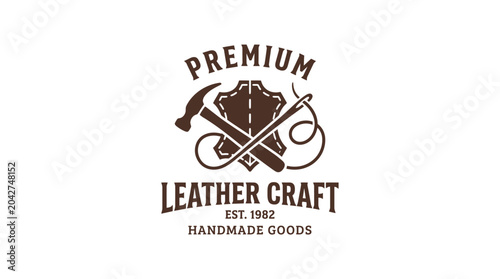 Leather Craft Emblem with Hammer and Needle