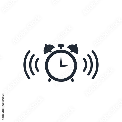 Alarm Clock Ringing Icon, Wake Up Time Symbol, Simple Vector Illustration