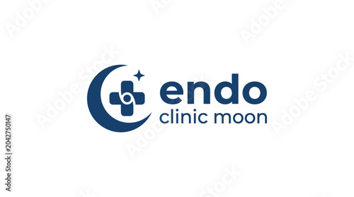 Schilderij op canvas Endo Clinic Moon logo with crescent moon and medical cross