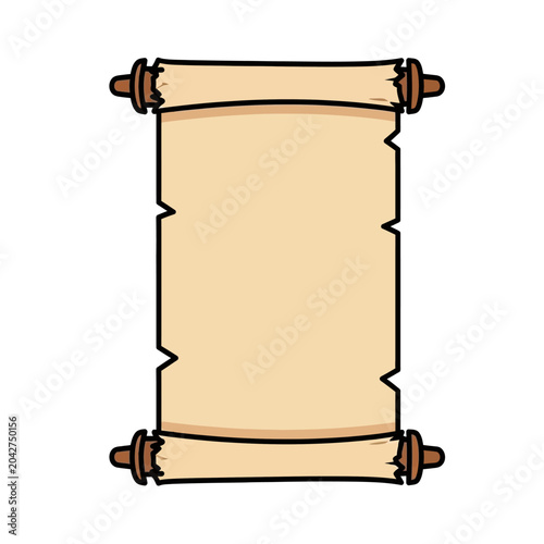 Ancient Scroll Paper Blank Template with Wooden Rollers