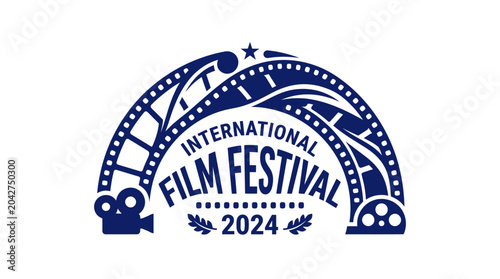 Fotografia Film festival logo with film reel arch and camera graphic