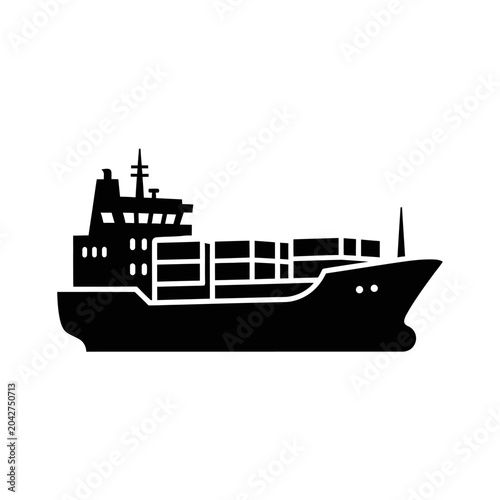 Fotografie Cargo Ship Silhouette Icon