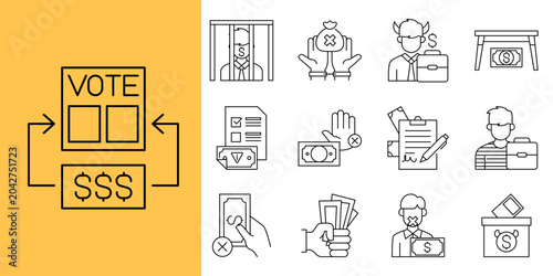 Принти на полотні The corrupt system of bribery and corruption in politics and elections with mone