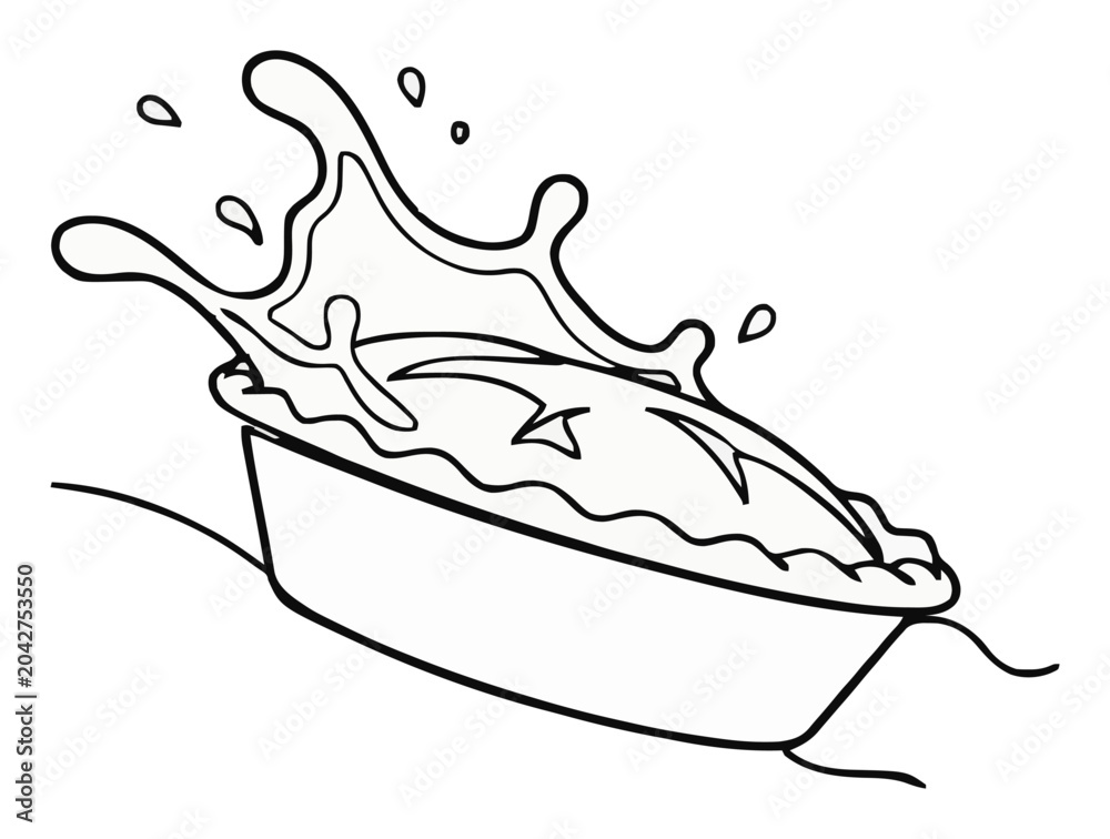 Obraz premium Shepherds pie food splashing dynamic line-art vector. Generative AI