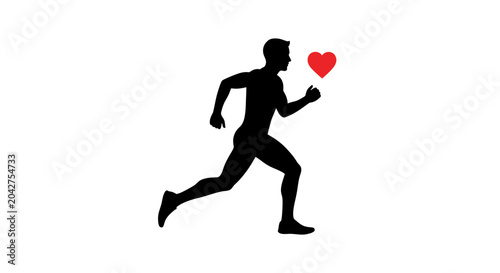 Konstfotografi Man Running with Heart Symbol.