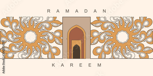 Arabian arc. Mosque shapes. Graphic Islam elements. Arab decorative window. Muslim architecture. Beautiful entry arch with decorative ornate.