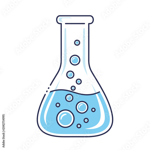 Laboratory Flask with Bubbles - Science Experiment Liquid