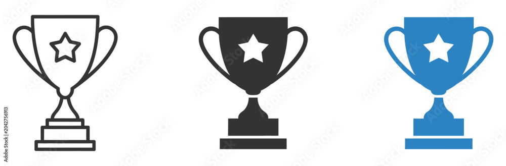 Fototapeta premium Trophy cup with star modern vector illustration depicting achievement, success, victory, award, leadership recognition, business performance, excellence, competitive results and professional