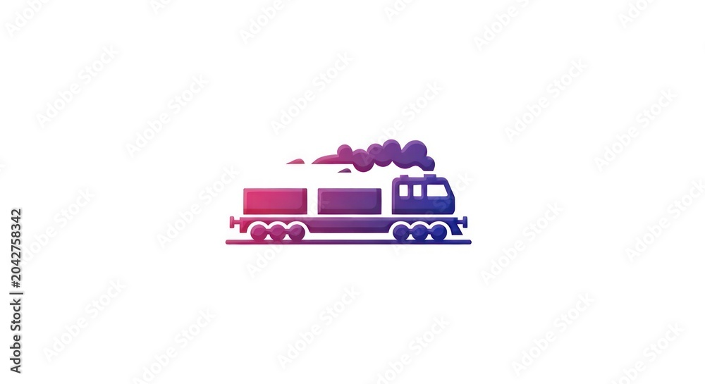 Fototapeta premium Vibrant Train on White Background Illustration.