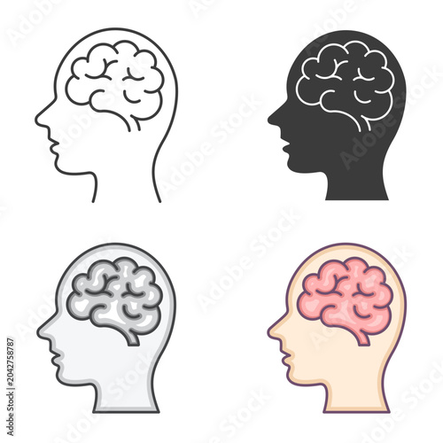 Human brain icon set. Brainstorming symbol. Vector isolated illustration