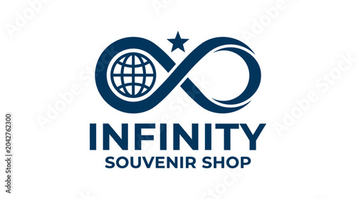 Foto Infinity logo with globe and star for souvenir shop concept