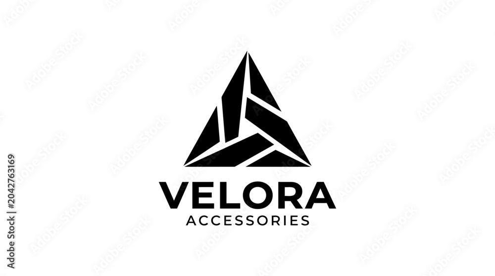 Fototapeta premium Geometric abstract triangle logo with text for branding, modern graphic design