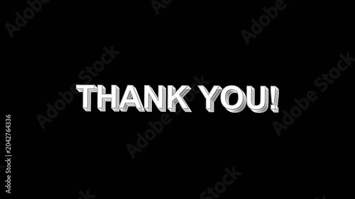 Thank You Text with White Jittery Outline Scribble Animation Flickering on Black Background for Video Outro