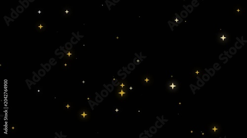 Star Sparkles Twinkling Gold and White Particles Drifting on Black Background for Magic Video Overlay Projects