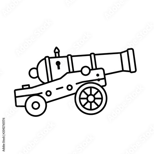Tableau sur toile Vintage Cannon Icon - Outline Drawing of a Historical Artillery Weapon