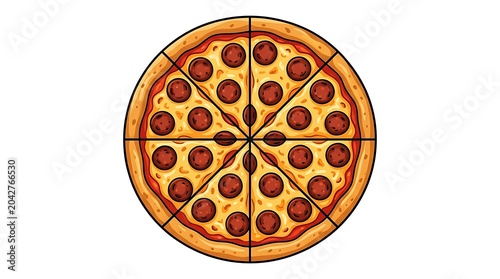 A delicious pepperoni pizza cut into slices on a plate