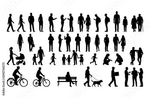 People silhouettes in elevation side view | Architecture people | silhouettes of people | 2D people | Section Elevation View | Architectural drawing people | characters