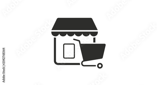 Картината върху платно Minimalist retail storefront and shopping cart icon design