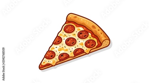 A slice of pepperoni pizza with melted cheese and toppings on a plate.