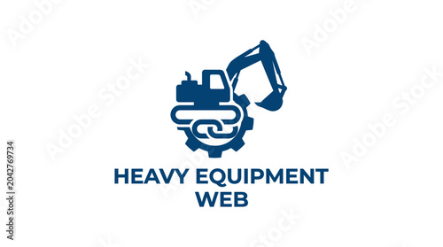 Photos Heavy equipment excavator logo with gear and text HEAVY EQUIPMENT WEB
