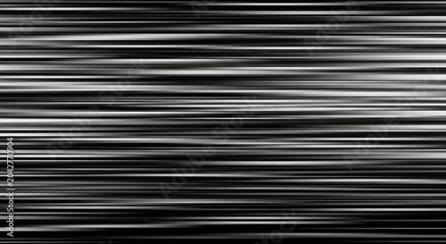 Abstract black white horizontal lines with motion blur effects, for high speed connectivity, digital data flow, modern technological progress futuristic energy movement