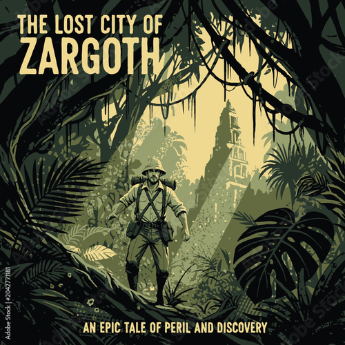 Man wearing backpack in jungle.