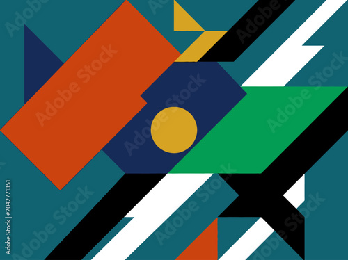 Canvas-taulu Abstract Geometric Background with Bold Colorful Shapes and Diagonal Stripes in