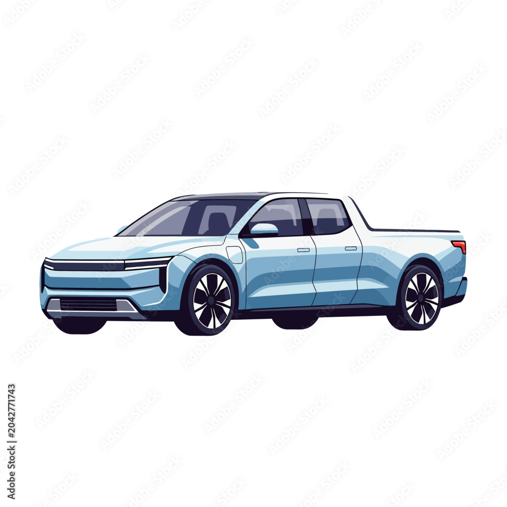 Fototapeta premium electric blue pickup truck illustration