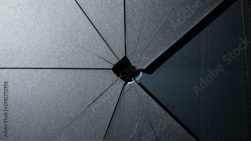 Cracked Glass Surface with Abstract Light Reflection