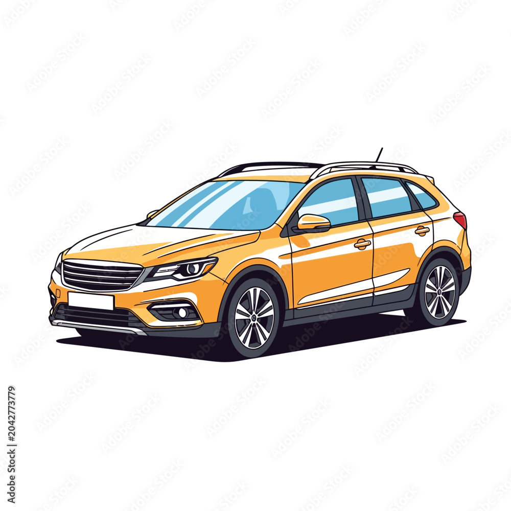 Fototapeta premium Orange SUV car illustration on white background