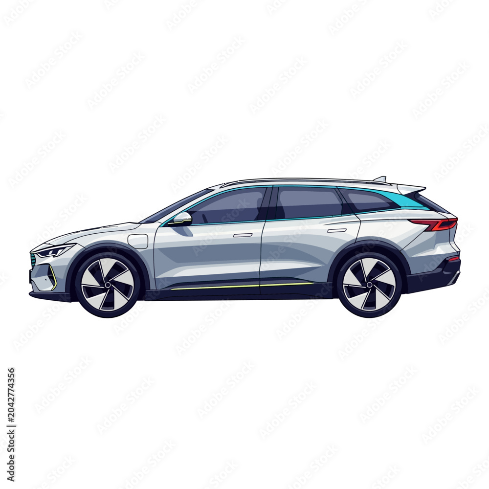 Obraz premium silver suv car side view