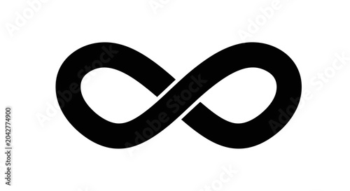 Konstfotografi Black Infinity Symbol on White Background - Concept of Eternity, Limitless, Loop