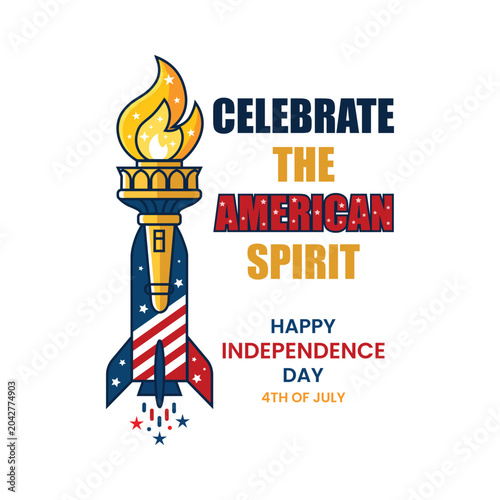 Celebrate the american spirit with a rocket torch on independence day USA