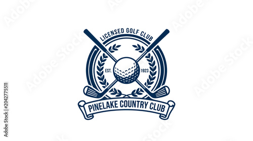 Konstfotografi Vector logo for a country club with crossed golf clubs and emblem