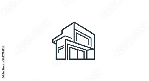 Minimalist architectural illustration of a modern house, a simple linear design