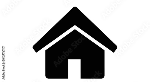 Minimalist black and white house icon representing concepts of home and housing