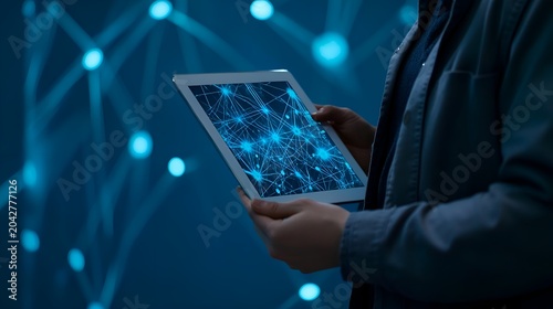 man holding tablet pc