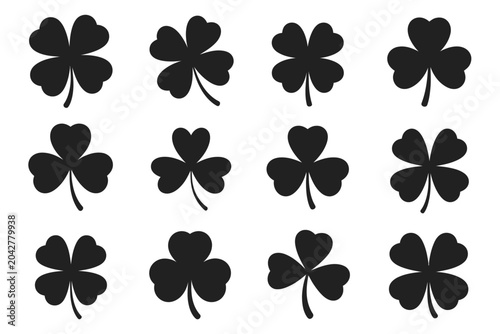 Tableau sur toile Clover leaf icons flat design presenting clover silhouette set vector pack with