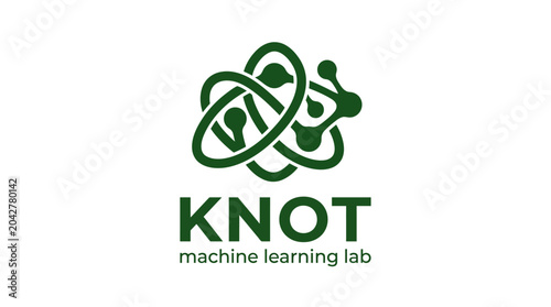 Abstract molecule logo for machine learning lab, clean vector graphic