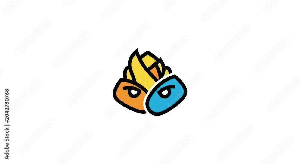 Naklejka premium Colorful cartoon dragon head logo.