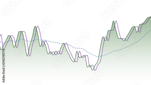 Fotografie Abstract financial chart with multiple fluctuating lines representing market tre