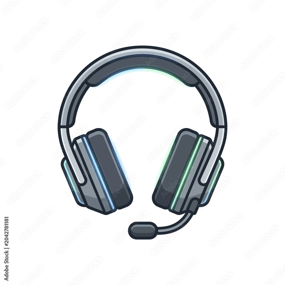 Fototapeta premium Professional gaming headset with microphone and color accents.