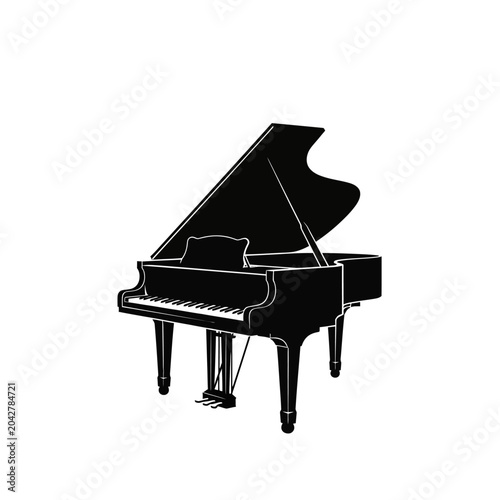 Photos Elegant Black Grand Piano Silhouette, Musical Instrument Icon
