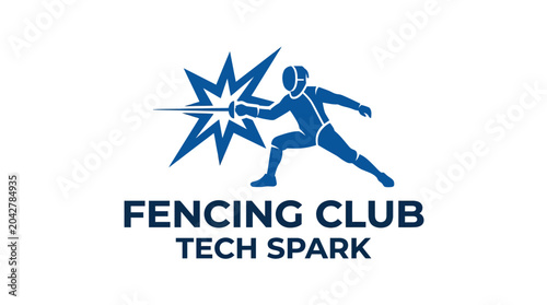 Canvastavla Fencing club logo with dynamic saber athlete and starburst graphic element