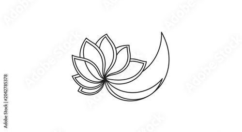 Elegant Lotus Flower Outline, Zen Symbol, Minimalist Floral Art
