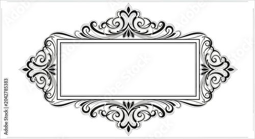 Elegant Ornamental Frame with Blank Rectangular Space - Vintage Design Element