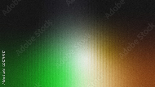 Fotografía Abstract textured background featuring a vertical grooved grainy gradient shifting from deep black, vivid green, pale cream to warm brown